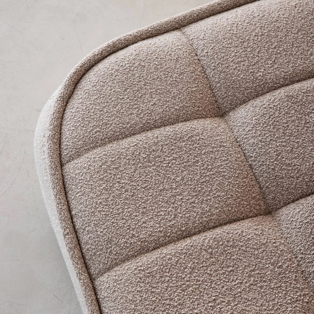 Poggiapiedi per poltrona boni in bouclé testurizzato, beige