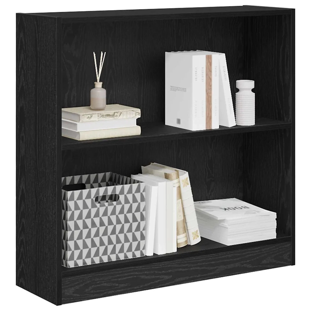 Libreria-Scaffale per Libri-Mobile di Stoccaggio Rovere Nero 80 x 24 x 76 cm Legno multistrato