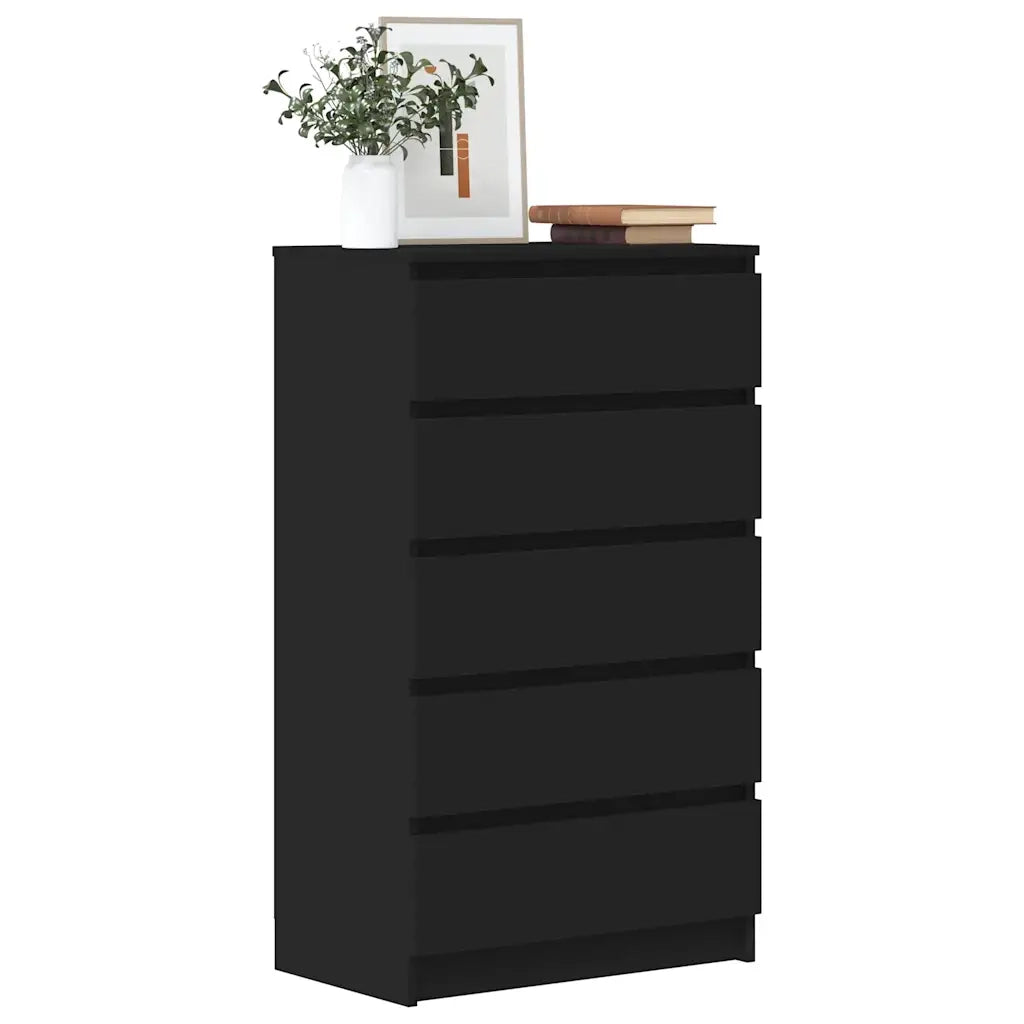 Cassettiera Nera 60x36x103 cm in Legno Multistrato 823017