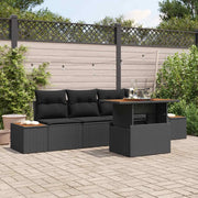 Set Divano da Giardino con archiviazione 5 pcs Nero Poly Rattan 3358757
