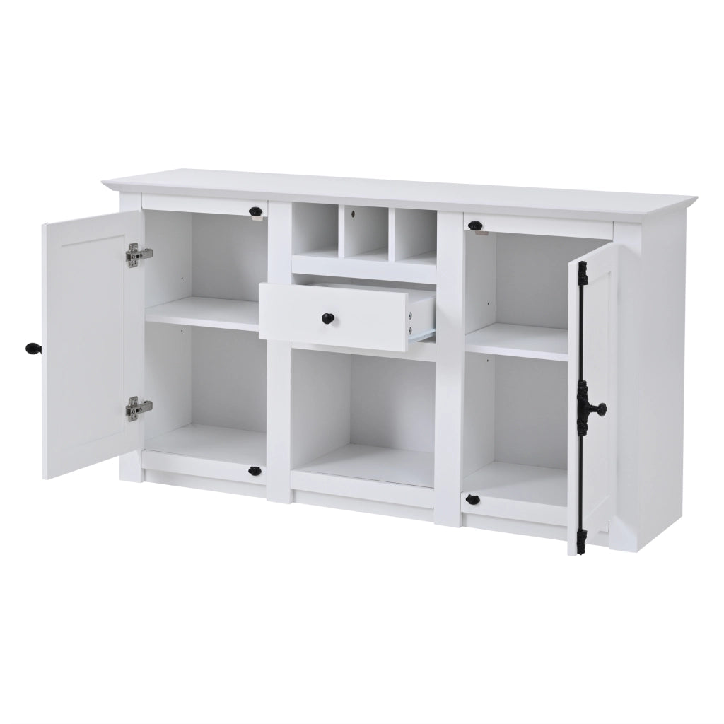 Armadio per soggiorno - Zephmum- 130x35x70cm - 2 ante 1 cassetto 3 scaffali vino - Bianco