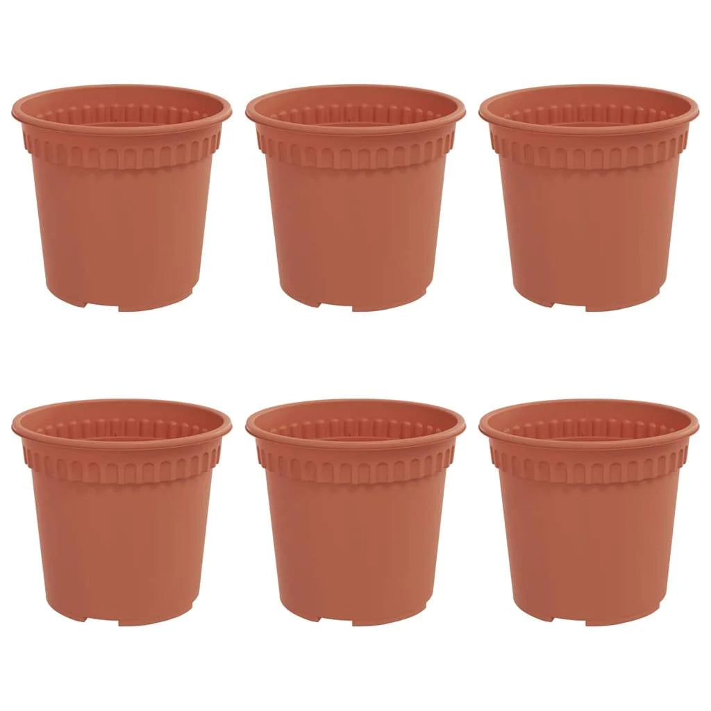 Set di 6 vasi da fiori rotondi moderni 15 x 15 x 12 cm in plastica color rosso mattone chic 02_0059308