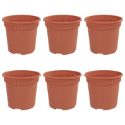 Set di 6 vasi da fiori rotondi moderni 15 x 15 x 12 cm in plastica color rosso mattone chic 02_0059308