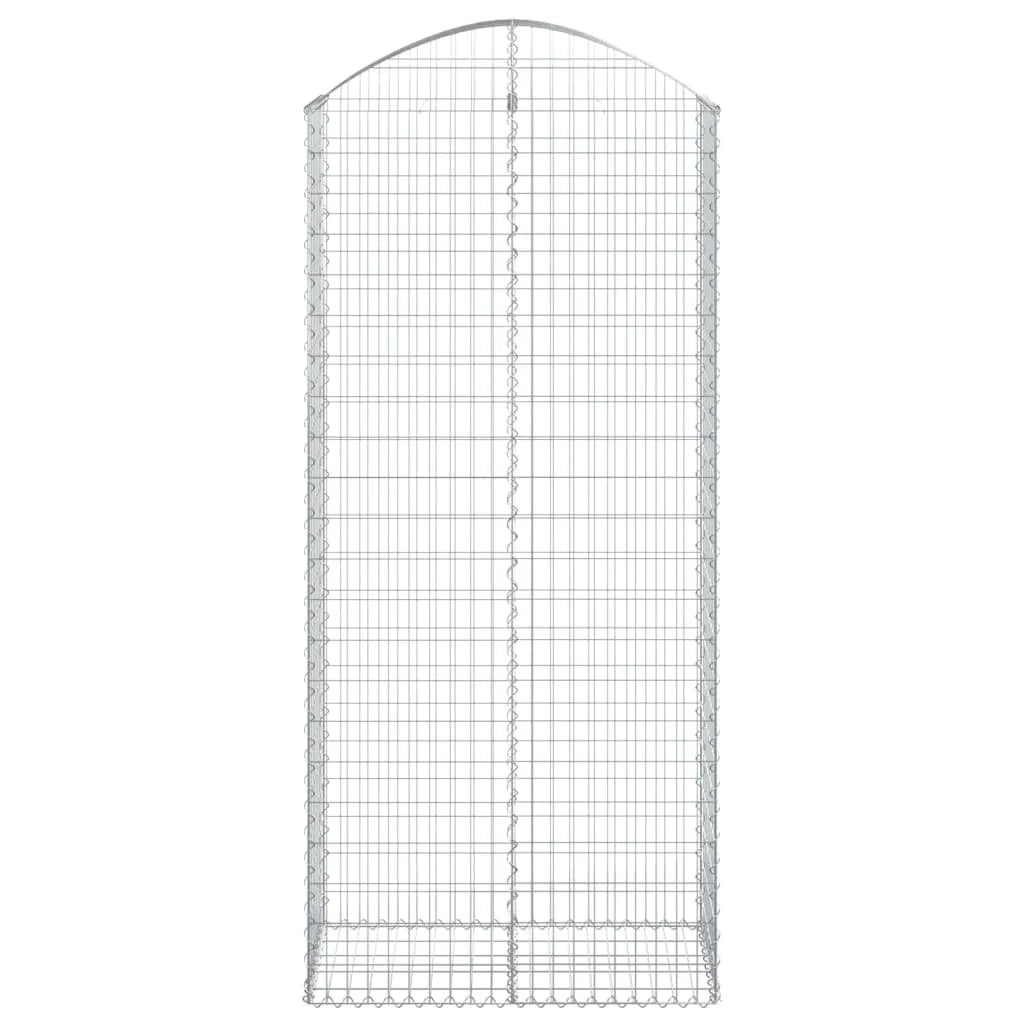 Cesto gabbione recinzione a gabbia muro di contenimento ad arco 100 x 50 x 220/240 cm ferro zincato argento 02_0039966