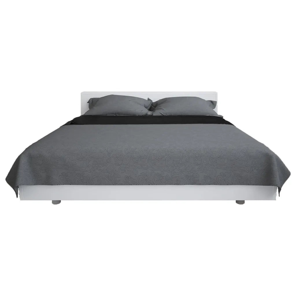 Copriletto Double-Face Trapuntato 170x210 cm Grigio e Nero 132965