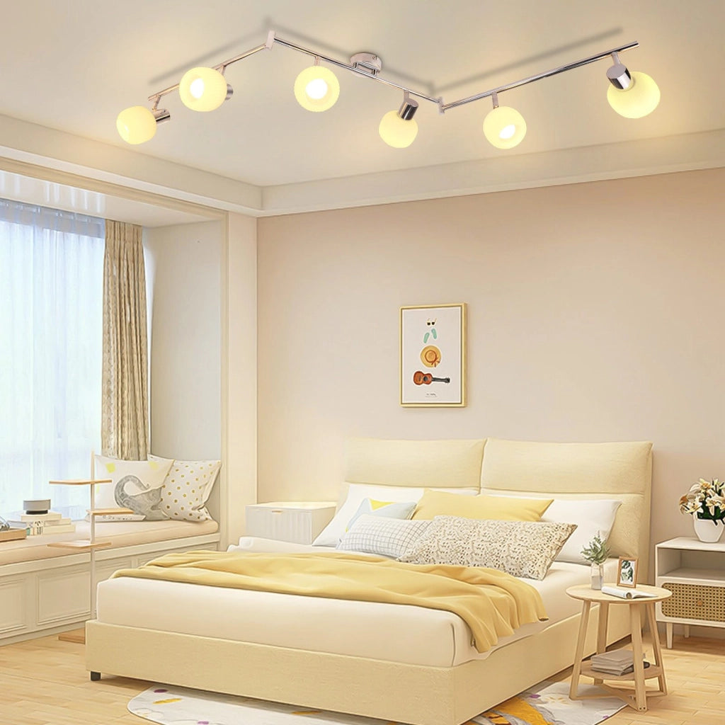 ZMH Faretto da soffitto 6 luci E14 vetro bianco moderni per soggiorno