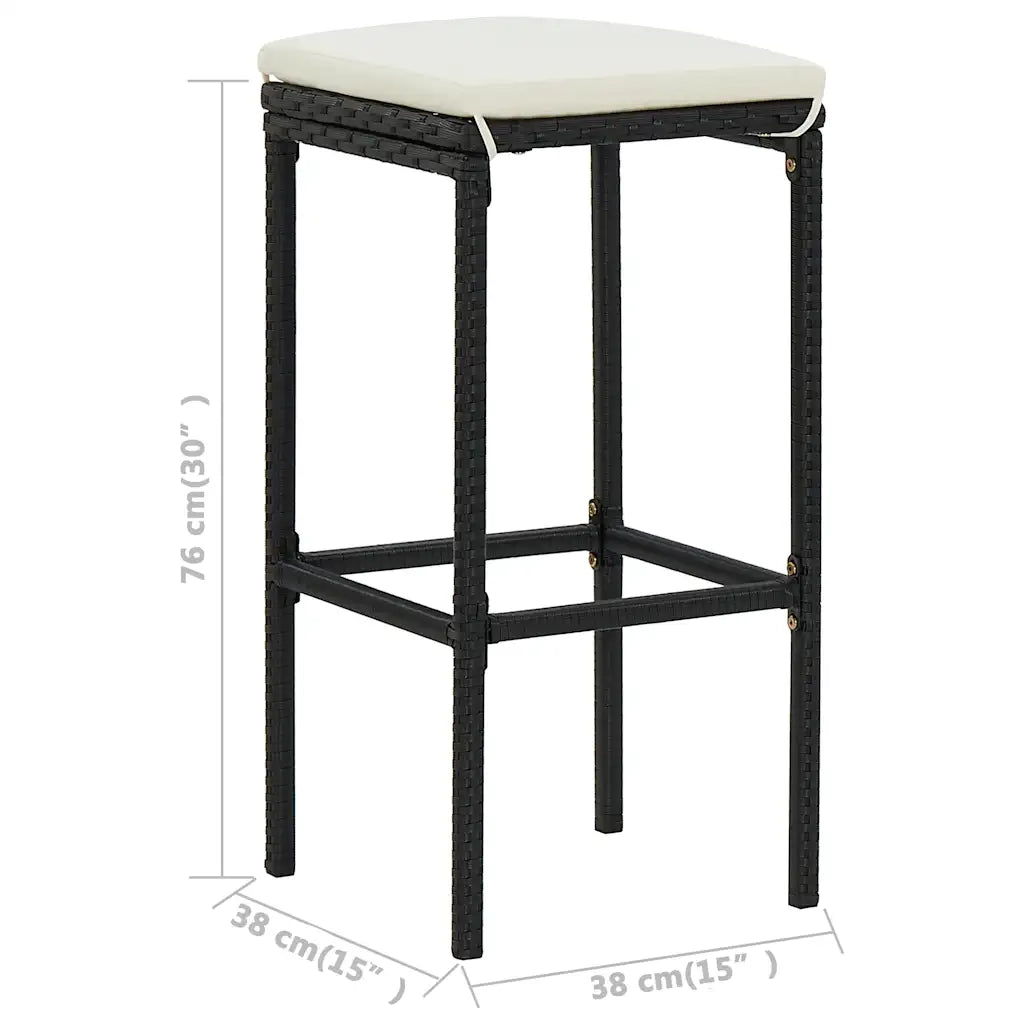 Set Bar da Giardino 3 pz | Set Salotto da Giardino con Cuscini Nero