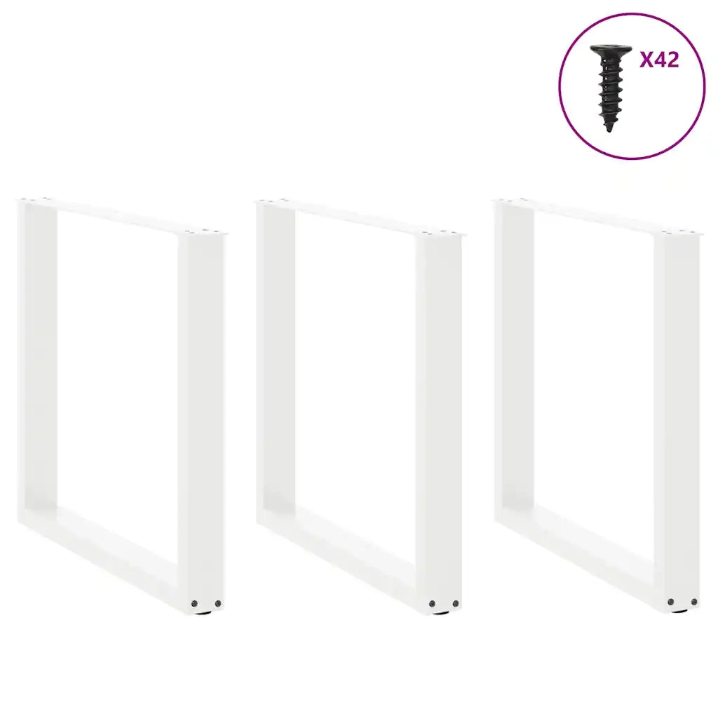 vidaXL Gambe per tavolo da pranzo a forma di U 3 pz bianche 80x(72-73) cm in acciaio