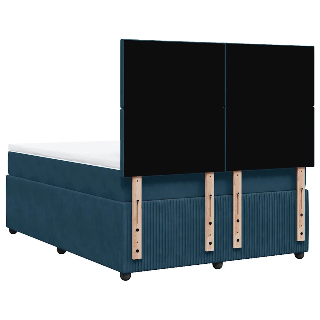 Giroletto a Molle con Materasso Blu Scuro 140x190 cm in Velluto