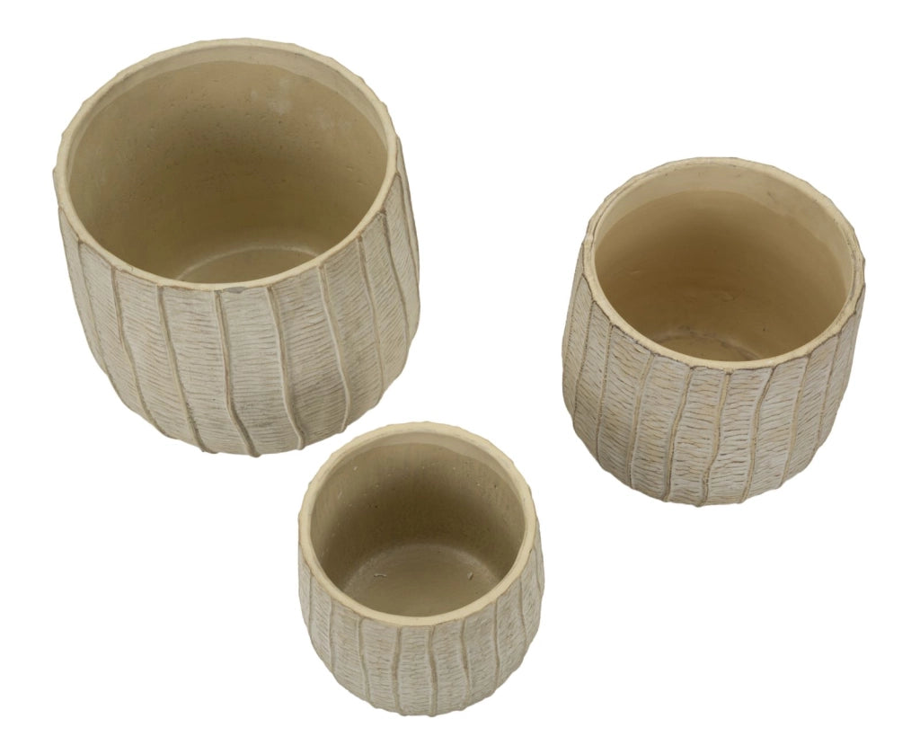 Cachepot Flake Set 3 Pz 30,5x30,5x27 cm in Ceramica Crema