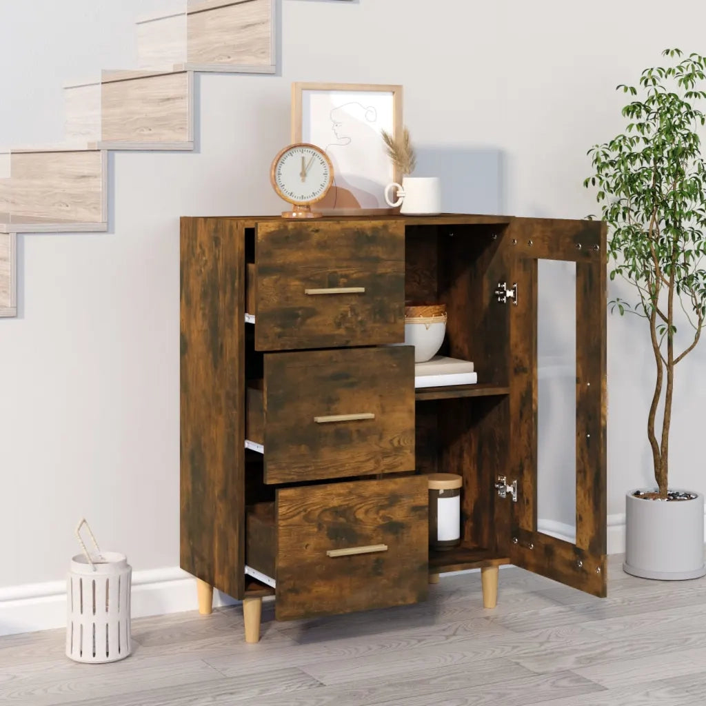 Credenza | Madia | Buffet da pranzo | Armadio da pranzo Rovere Fumo 69,5x34x90 cm in Legno Multistrato