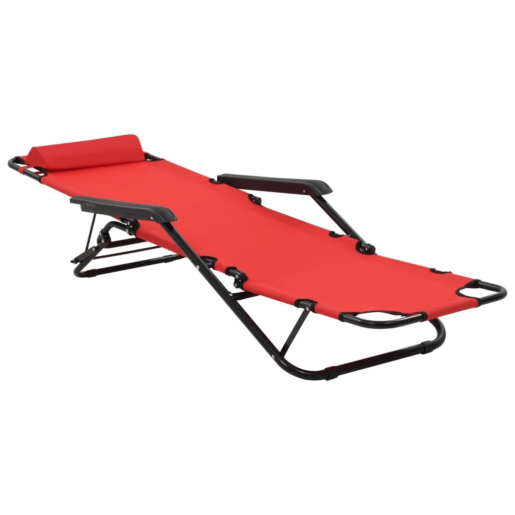 Lettini Prendisole 2 pz Pieghevoli e Poggiagambe Acciaio Rosso cod mxl 23994