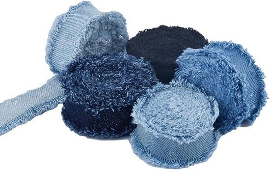 5 pezzi di frange in denim, 2 metri, intrecciati in tessuto di cotone ruvido per decorazione di capelli, accessori per cucito, regali per matrimoni