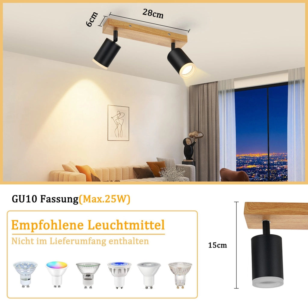 ZMH Faretto da soffitto LED 2 fiamme GU10 plafoniera in acrilico orientabile a 350° per soggiorno
