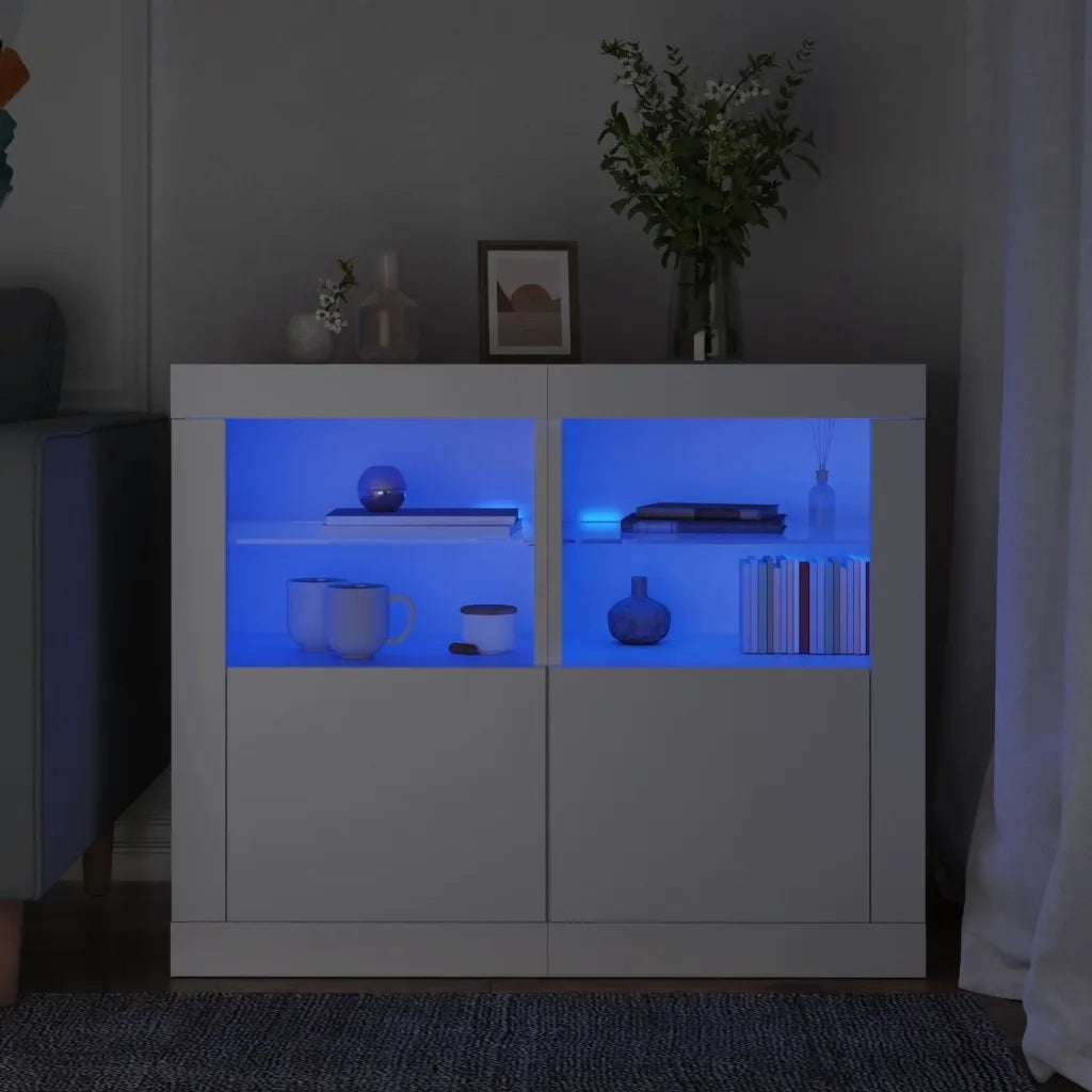 Armadietti con Luci LED 2pz Bianchi in Legno Multistratocod mxl 85181