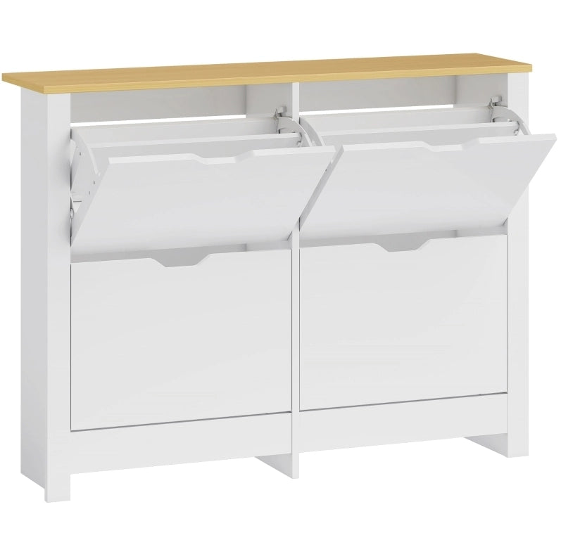 Scarpiera con 4 cassetti estraibili e ripiani; 105 x 26 x 80 cm; bianco