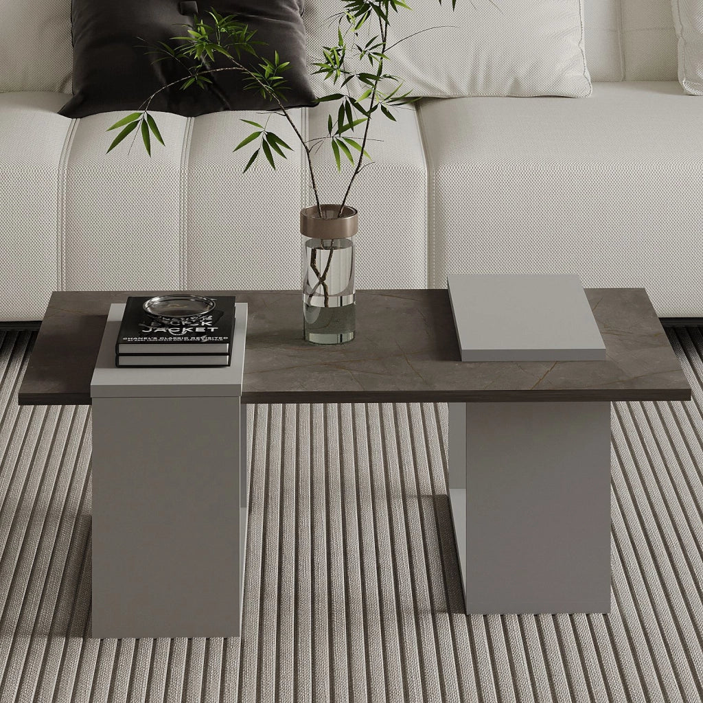 Tavolino in legno "Matris" - 90 x 46 x 37 cm - Grigio