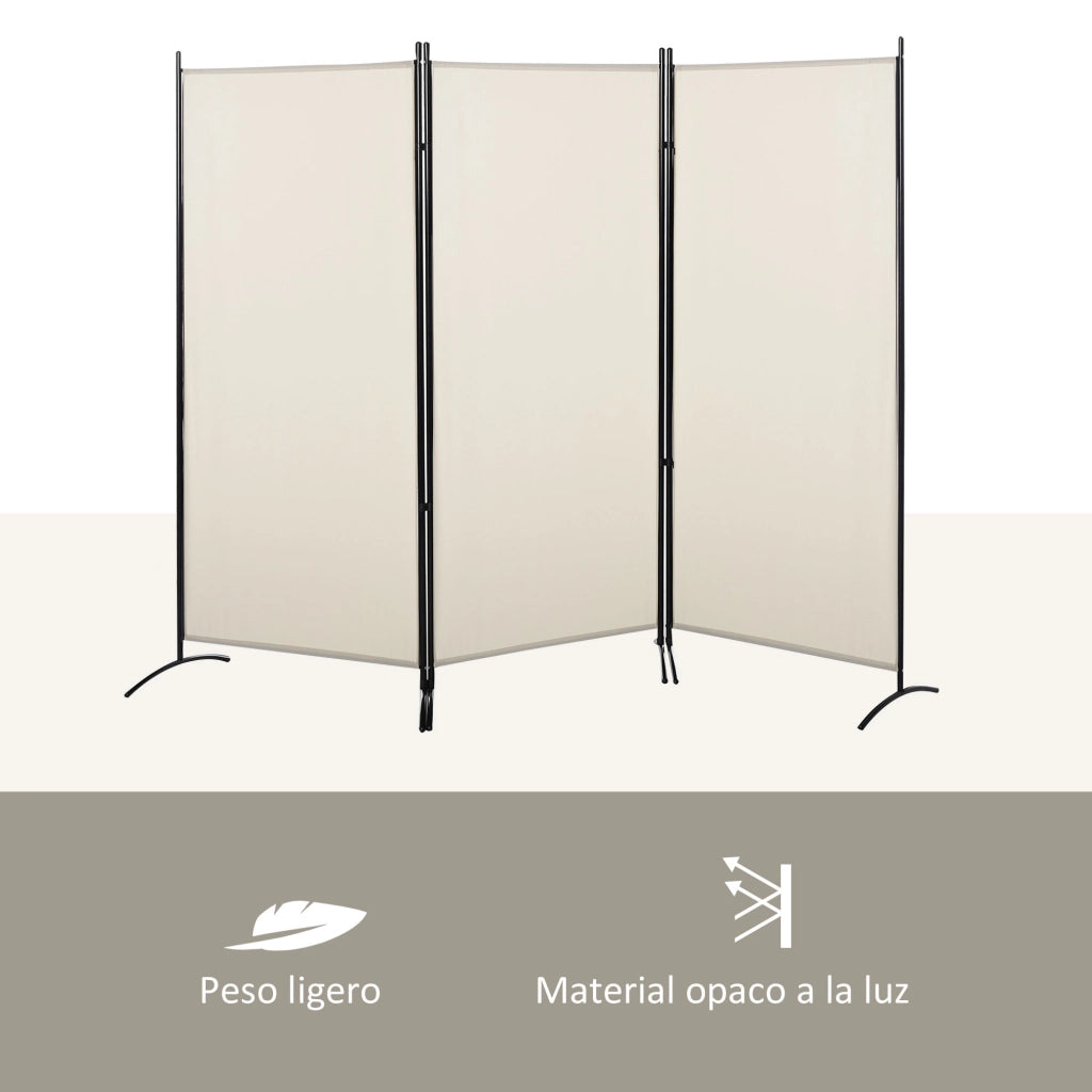 Biombo ¨C zephmum ¨C 3 pannelli 182x253 cm beige metallo