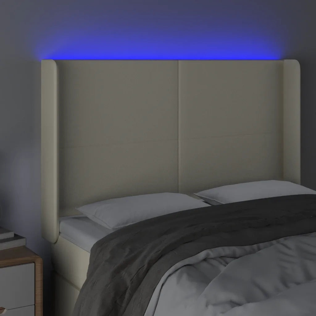 Testiera a LED Crema 147x16x118/128 cm in Similpelle 3123860