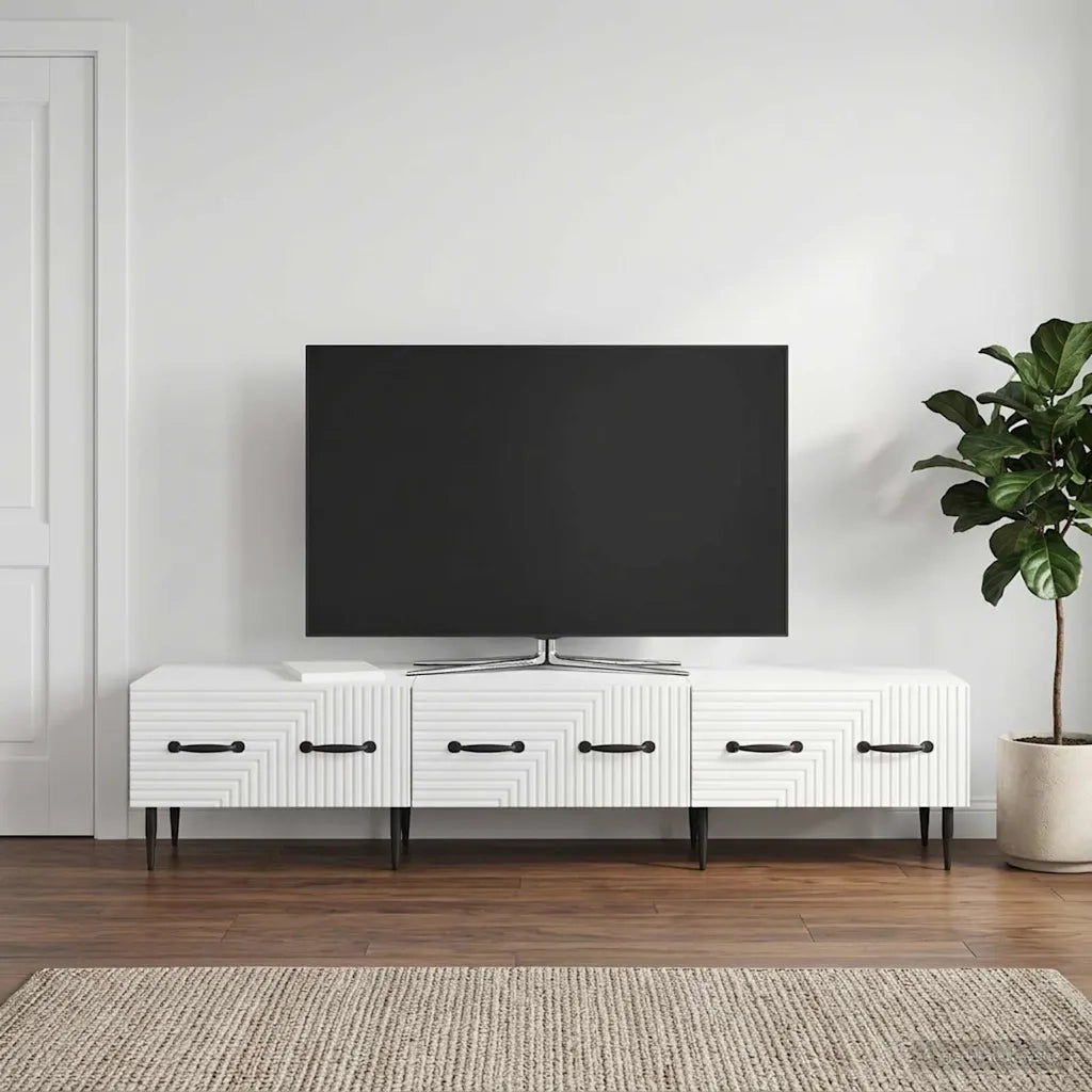 Mobile TV Bianco Lucido 147 x 34,5 x 30 cm Legno ingegnerizzato 894939