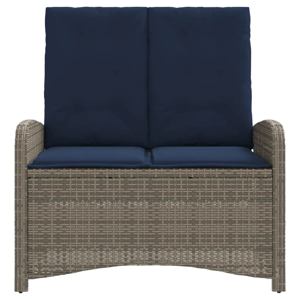 Panca Reclinabile da Giardino con Cuscini-Sgabello-Sedia da esterno Grigia in Polyrattan 838912