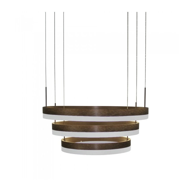 Lampada Led A Sospensione Rotonda Colore Caffe Marrone Tripli Anelli Diametro 600mm 500mm 400mm 3000K 80W Dimmerabile Triac Dimmer SKU-3991