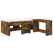 Letto alto per bambini con scrivania 2 pz Rovere Fumo 3423474