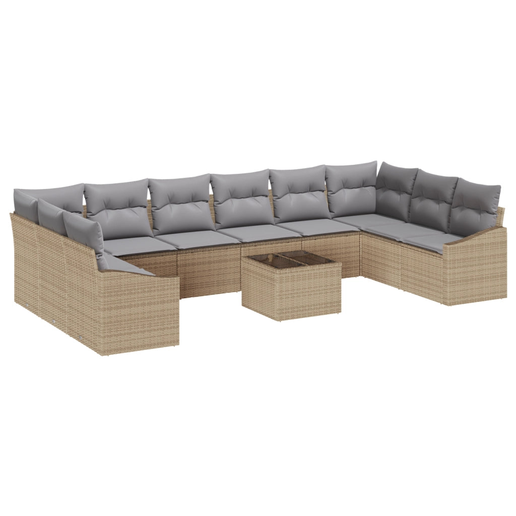 Set da pranzo da giardino 11 pezzi con cuscini in rattan nero