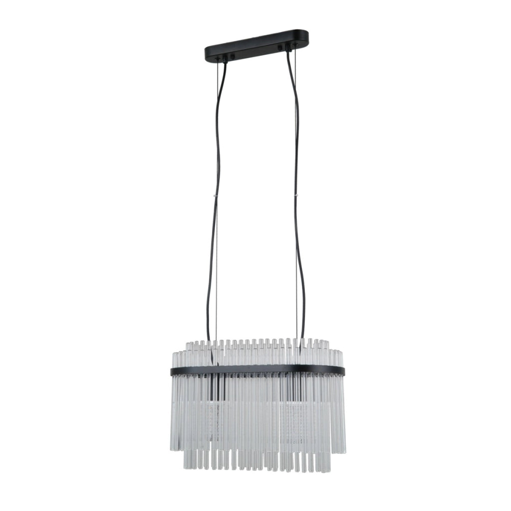 Lampada a sospensione nera vetro 2xE27 Bonte Italux