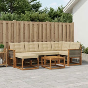 Set di divani da esterno con cuscino 7 pcs Naturale e Beige