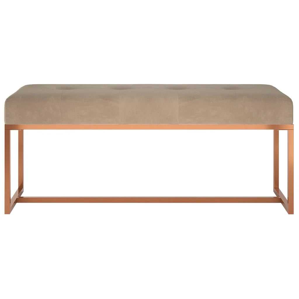 Panca-Sgabello Beige 110x36x45 cm in Velluto