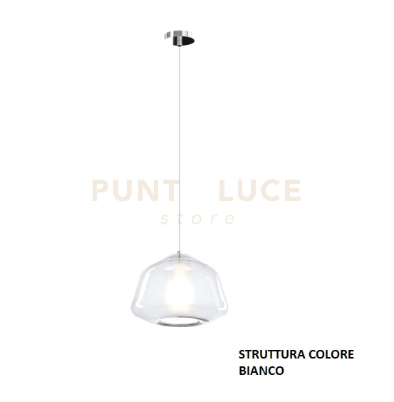 SOSPENSIONE BIANCO 1 LUCE VETRO ALPHA TRASPARENTE 1176BI-S1 ALPHA-TR