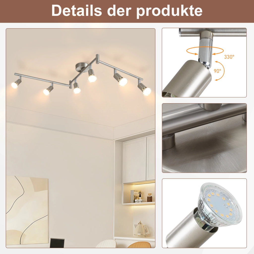 ZMH Faretto da soffitto a 6 luci - Plafoniera moderna GU10 faretto da soffitto soggiorno