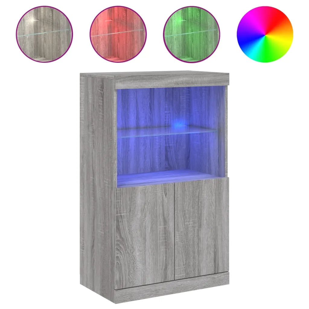 Credenza con Luci LED Grigio Sonoma 60,5x37x100 cmcod mxl 110269