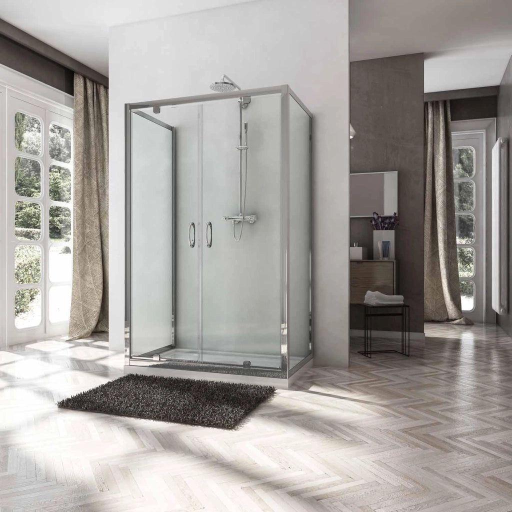 Box Doccia 3 Lati 70x110x70 cm 2 Ante Battenti in Cristallo Trasparente 6mm H185 Fosterberg Koge Trio