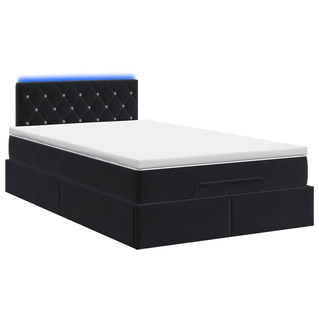 Letto Ottomano con Materasso e LED Nero 120 x 190 cm Velluto 3458219