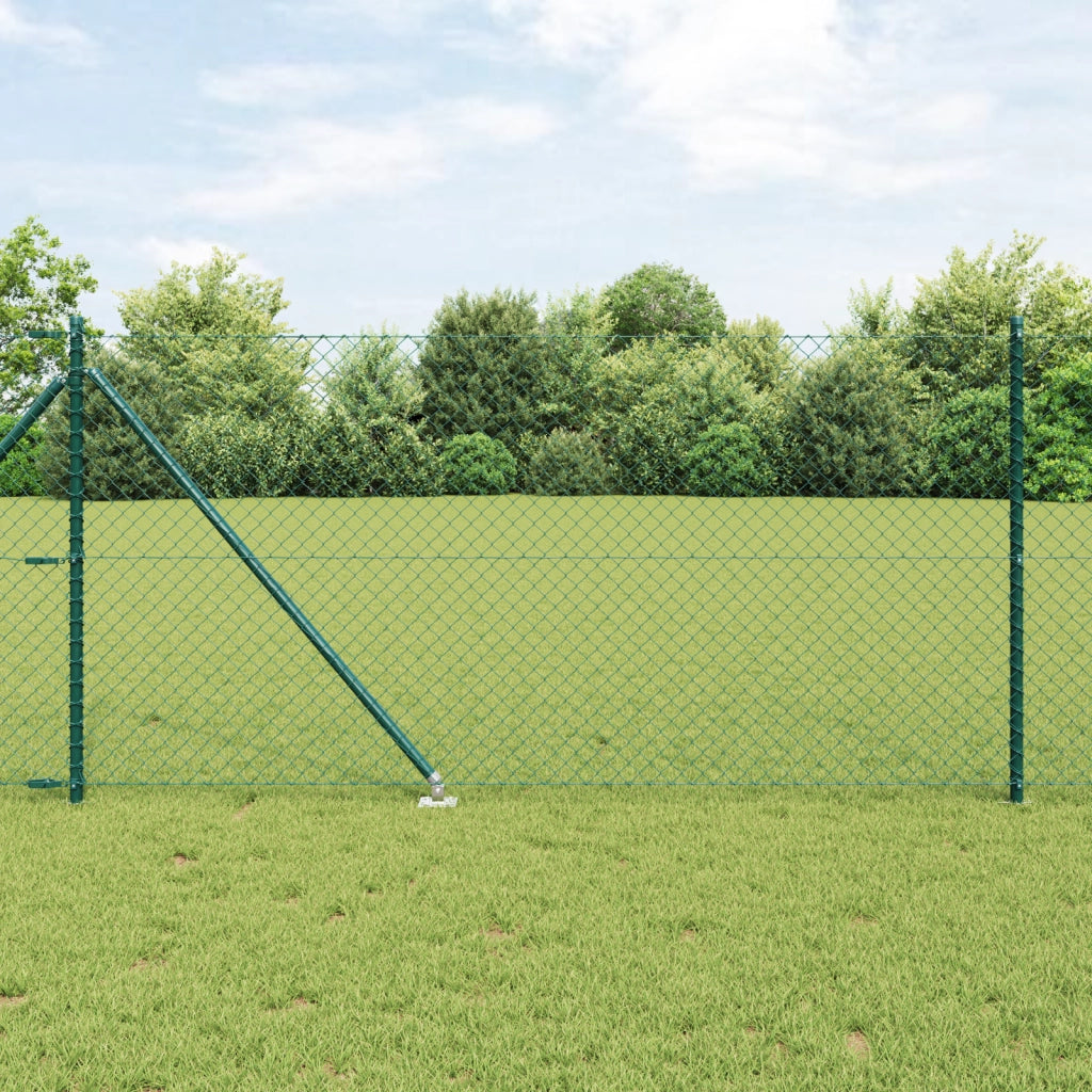Recinzione a Maglie con 7 Pali a Punta 1x10 m in Acciaio Galvanizzato