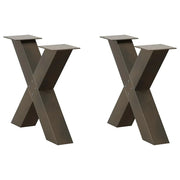 Set di 2 gambe per tavolino da caffè a forma di X robuste e regolabili 50 x 42-43 cm design moderno acciaio naturale 02_0057231