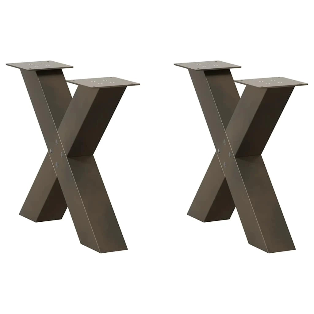 Set di 2 gambe per tavolino da caffè a forma di X robuste e regolabili 50 x 42-43 cm design moderno acciaio naturale 02_0057231