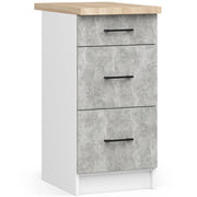 Mobile cucina modulare con piano di lavoro AKORD OLIWIA Bianco, Cemento 40 cm 3 cassetti 40x46x85 cm
