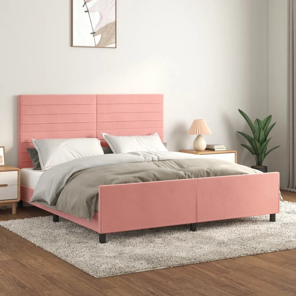 Giroletto con Testiera-Struttura Letto con testiera Rosa 180x200 cm in Velluto 272588