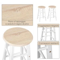Carrello da Cucina Pieghevole, Mobile da Cucina Salvaspazio con 2 Sgabelli 2 Cassetti 5 Ruote (Rotazione 360°), Legno MDF Bianco