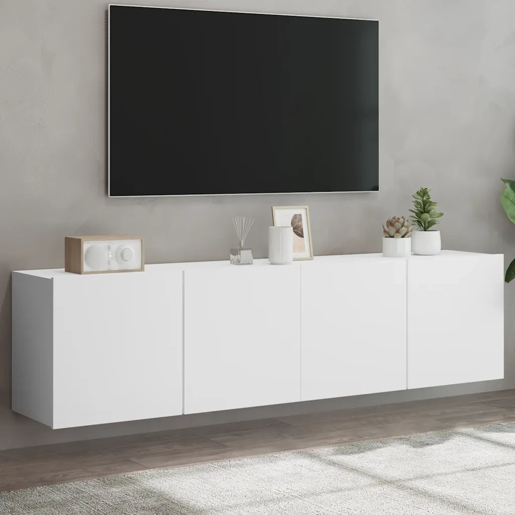 Mobili TV a Parete 2pz Bianchi 80x30x41 cm