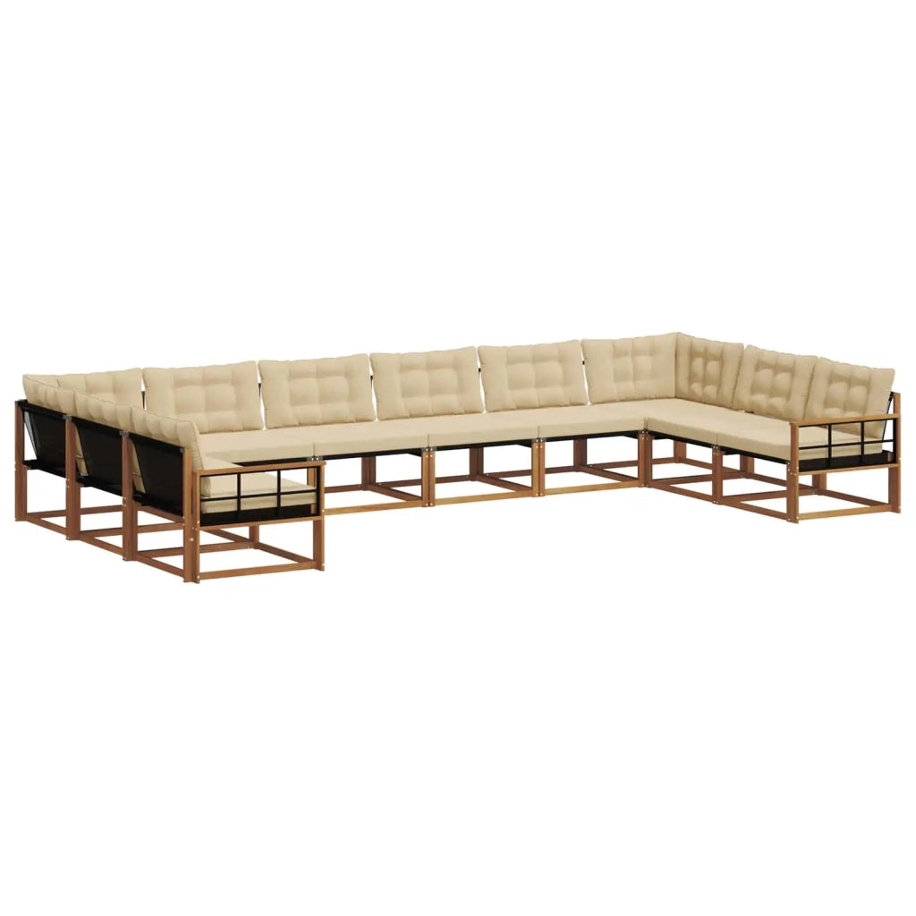 Set di divani da esterno con cuscino 10 pcs Naturale e Beige 3369896