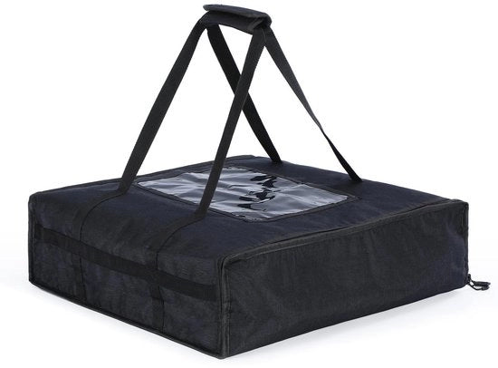 Pizzatas 40L - Portatile - Isolato - Nero - 52x15x52 cm - Materiale Durevole e Idrorepellente - Adatto per 3 Portate Pizze