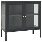 Buffet credenza cassettiera armadio mobile contenitore organizer per cucina soggiorno salotto 70 x 35 x 70 cm acciaio e vetro antracite 02_0029709
