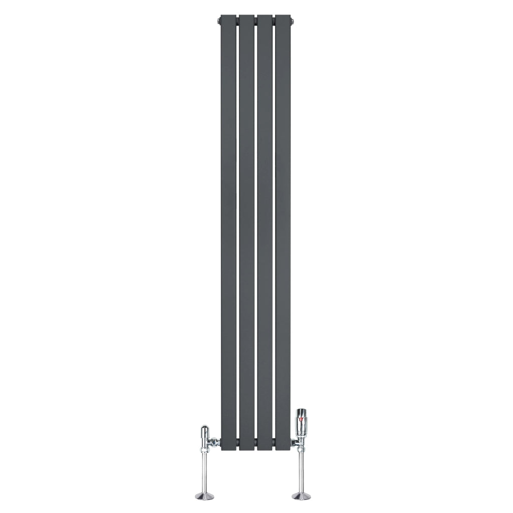Radiatore Verticale 1800 x 280 mm con Valvole TRV Grigio Antracite