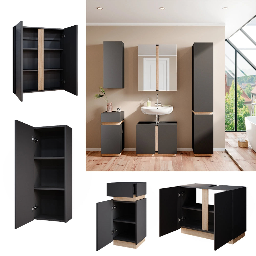 Vicco Set di mobili da bagno Antracite 4 parti