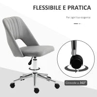 Sedia da Ufficio Ergonomica e Girevole, Sedia Imbottita per Scrivania con Altezza Regolabile, Grigio 49x60x79-91cm