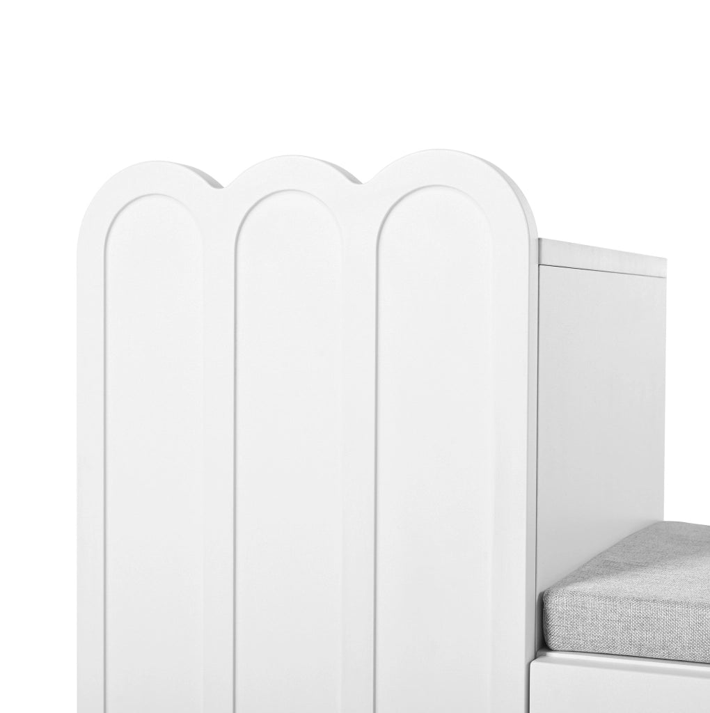 Scarpiera a 3 ante con cassetto e seduta imbottita 90x35x74;5 cm; bianco in MDF